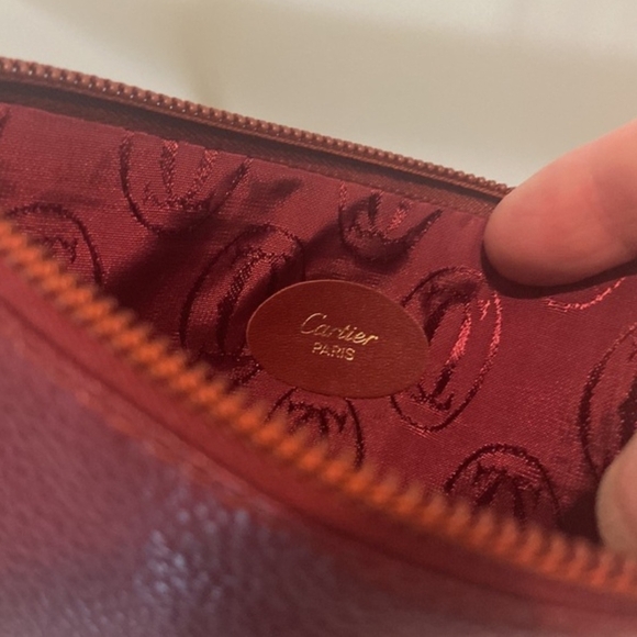 Cartier Vintage Must de Line Bordeaux Leather Wristlet, Crossbody, Shoulder COA - Picture 5 of 9